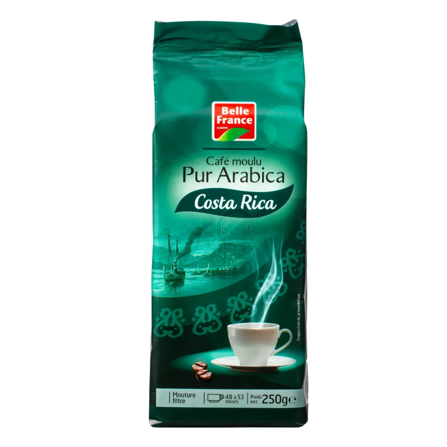 Costa Rica Ground Coffee Pure Arabica Belle France 250g Sachet