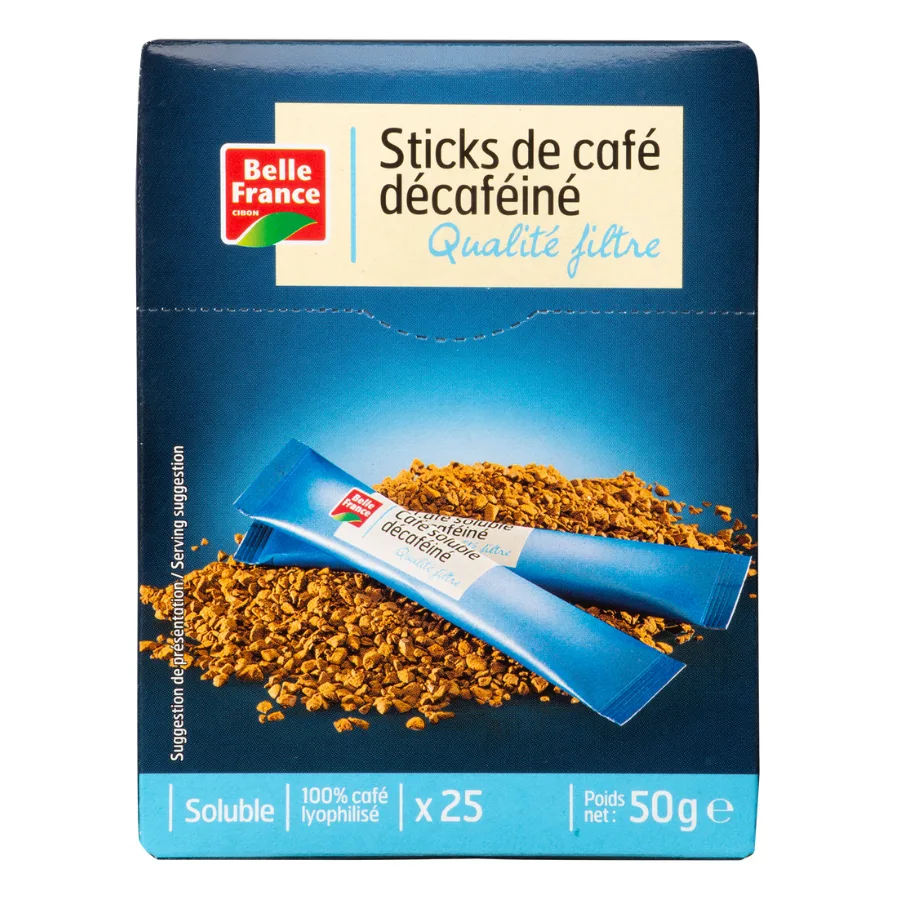 Decaf Filter Quality Coffee Sticks x25 Belle France Box