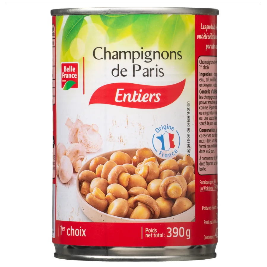 CHAMPIGNON DE PARIS ENTIER BF BOITE 1/2 390 G