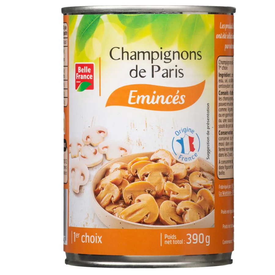 CHAMPIGNON DE PARIS EMINCE BF BOITE 1/2 390 G