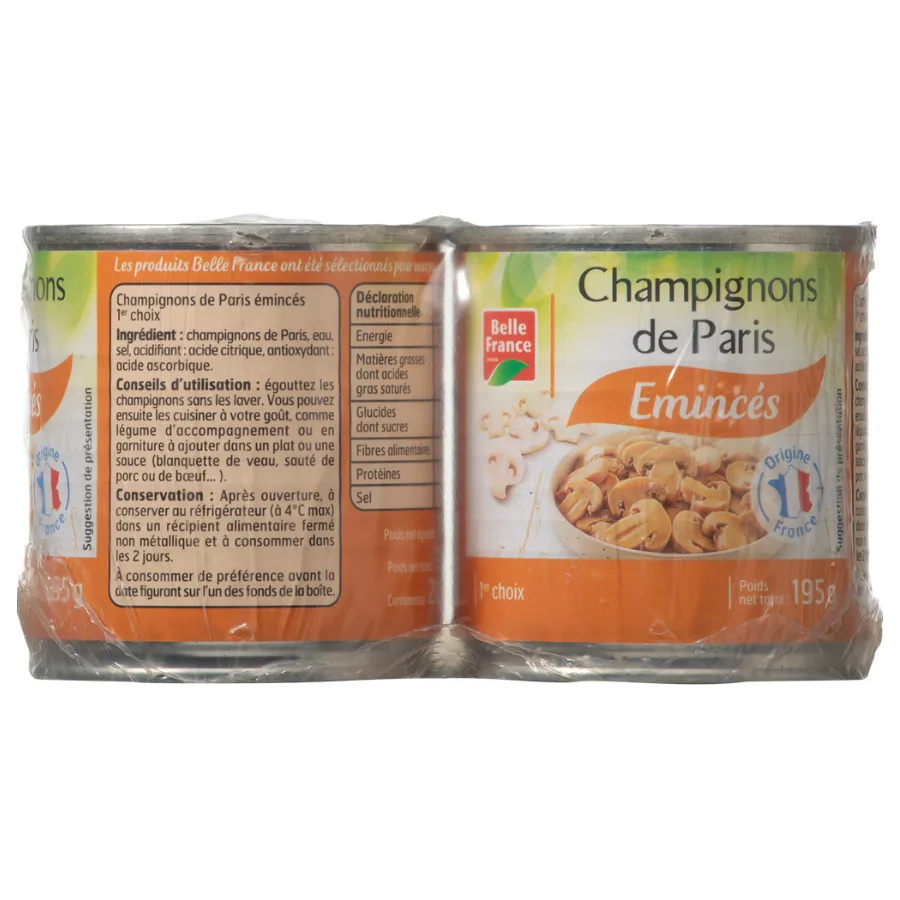 CHAMPIGNON DE PARIS EMINCE BF BOITE 2 X 1/4 390 G