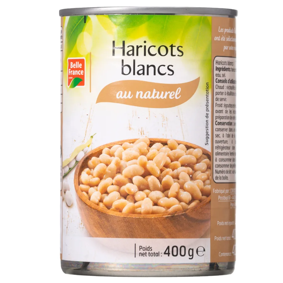 HARICOT BLANC AU NATUREL BF BOITE 1/2 400 G