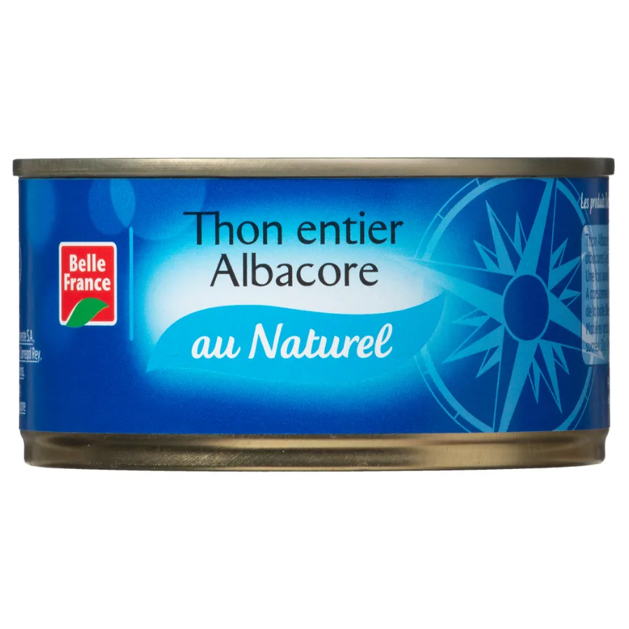 THON ENTIER ALBACORE AU NATUREL BF BOITE 1/4 185 G
