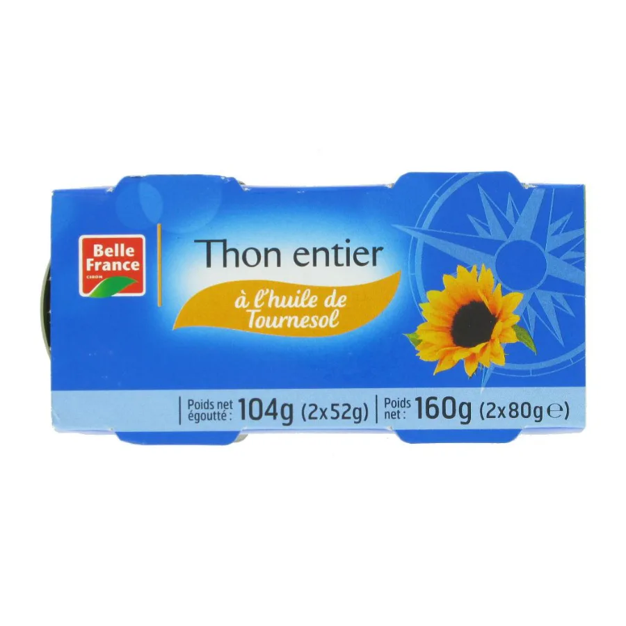 THON ENTIER HUILE TOURNESOL BF BOITE 2 X 1/10 160G