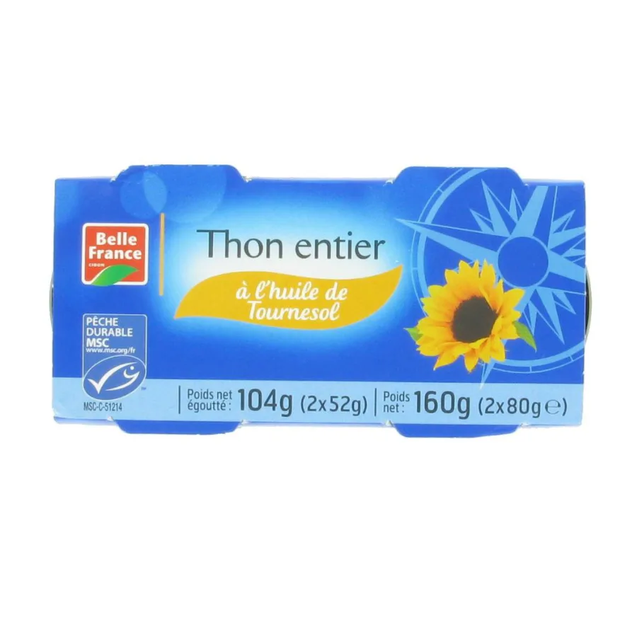 THON ENTIER HUILE TOURNESOL MSC BF BOITE 2 X 1/10