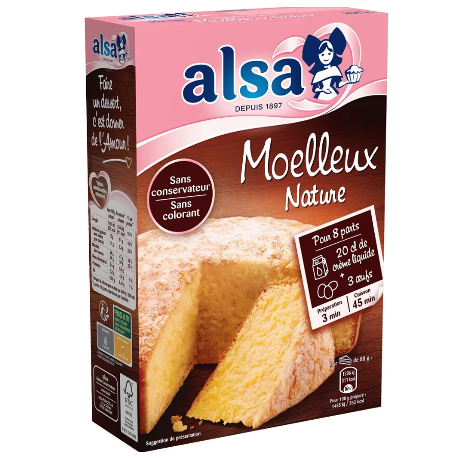 Préparation Gâteau Moelleux Nature alsa 435g