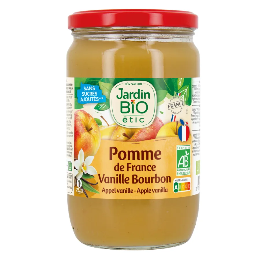 JARDIN BIO / DESSERT BIOFRUIT A LA POMME ET A LA VANILLE BIO / 680G / BOCAL VERRE
