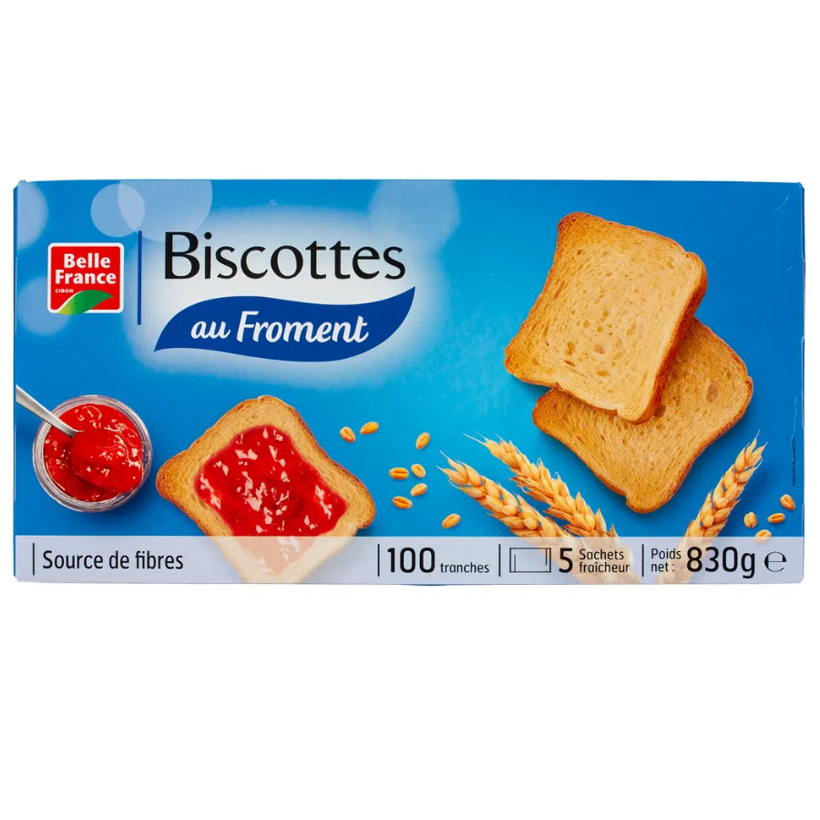 BISCOTTE FROMENT X 100 TRANCHES BF ETUI 830 G