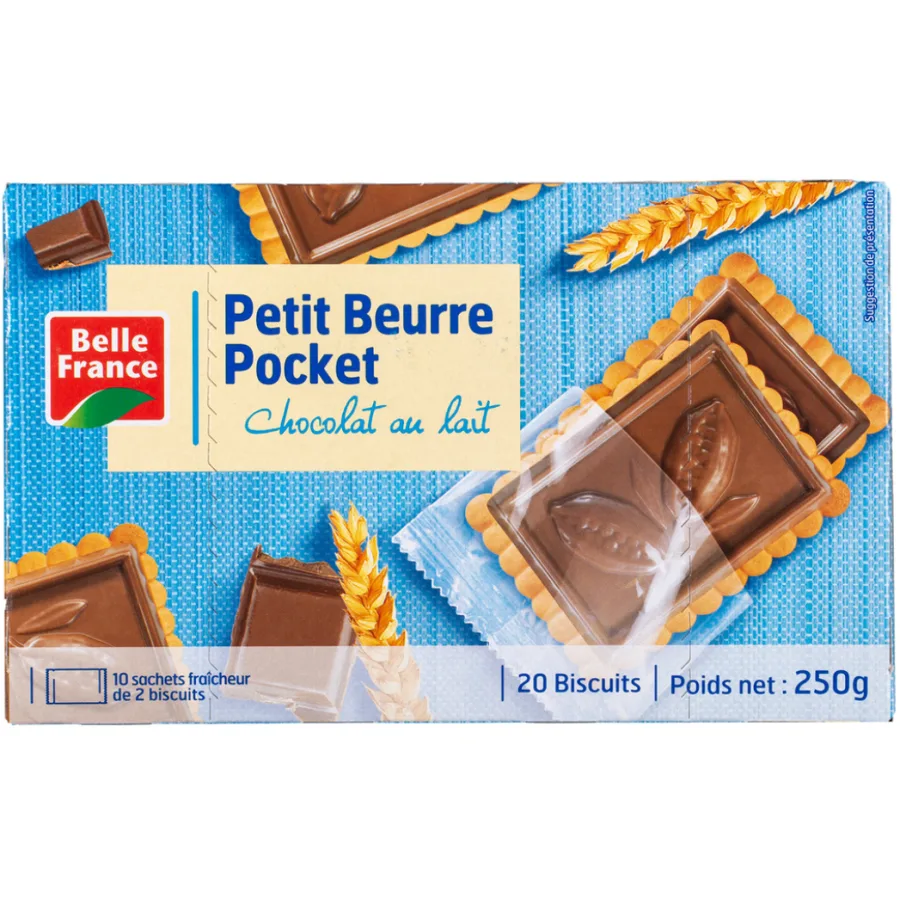 PETIT BEURRE POCKET CHOCO LAIT X 20 BF ETUI 250 G