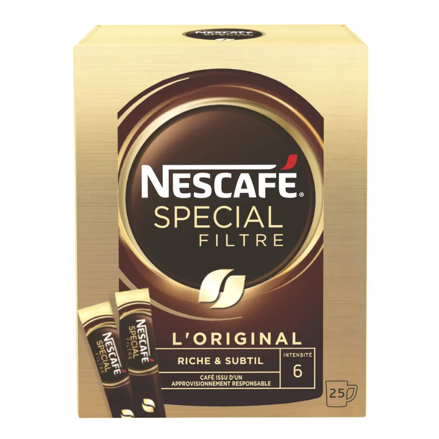 NESCAFÉ SPECIAL FILTRE L'Original, Café Soluble, Boite de 25 Sticks