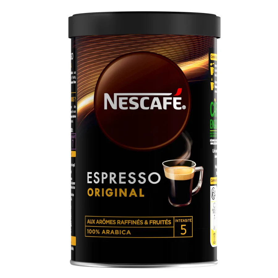 NESCAFÉ Espresso Original, Café Soluble 100% pur Arabica, Boîte de 95g