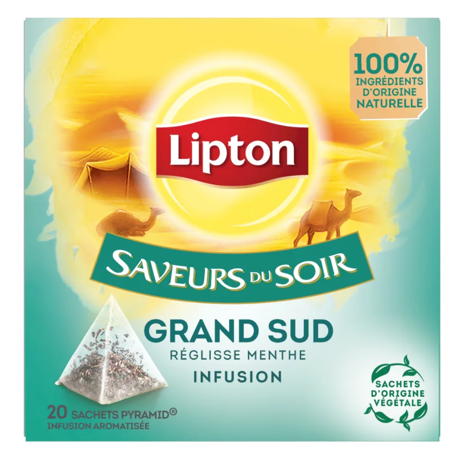 Lipton Saveurs du Soir Infusion Grand Sud Menthe et Réglisse 20 Sachets Pyramid®