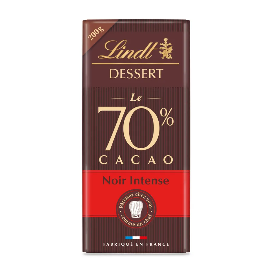 Lindt Tablette de chocolat DESSERT Noir Intense 70% Cacao 200g