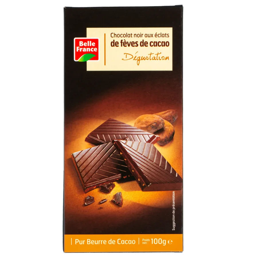 CHOCOLAT NOIR DEGUST FEVES DE CACAO BF TABLTE 100G