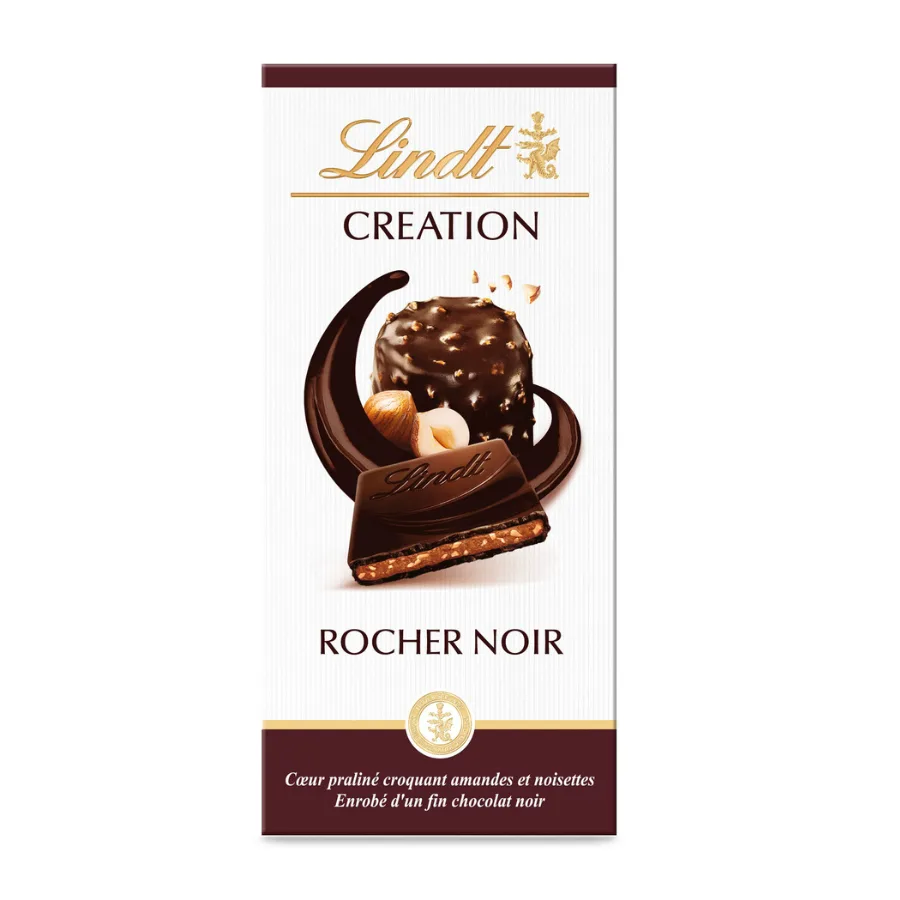 Lindt Tablette de chocolat CREATION Noir Praliné Rocher 150g