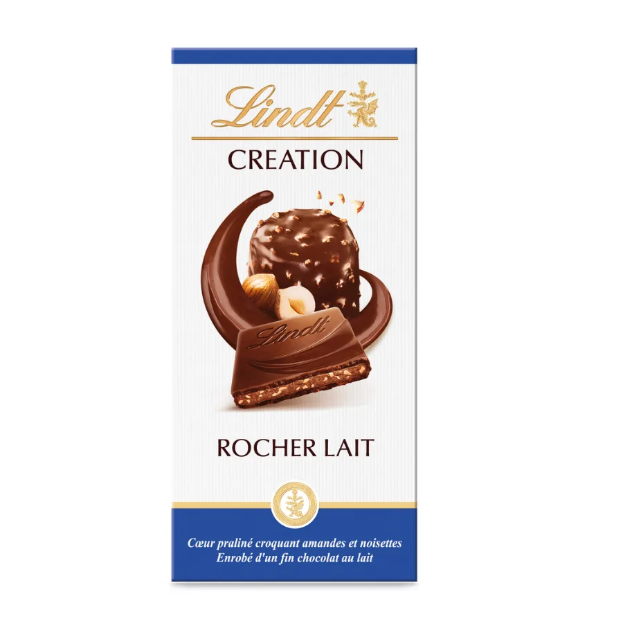 Lindt Tablette de chocolat CREATION Lait Praliné Rocher 150g