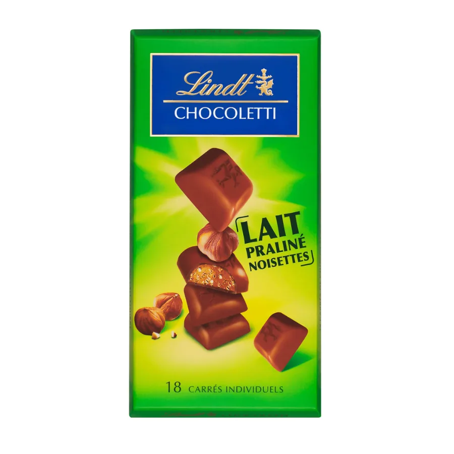Lindt Tablette de chocolat CHOCOLETTI Lait Praliné Noisettes 100g