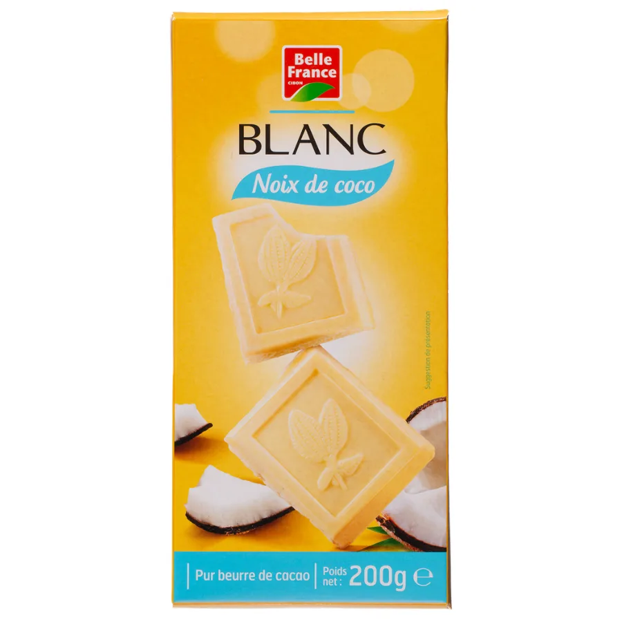 CHOCOLAT BLANC NOIX DE COCO BF TABLETTE 200 G