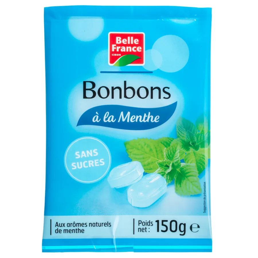 BONBON SANS SUCRE A LA MENTHE BF SACHET 150 G