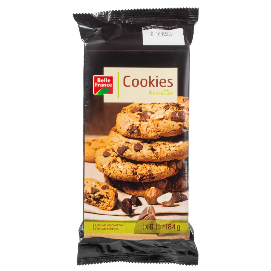 MAXI COOKIE CHOC NOIR NOISETTES X 8 BF FILM 184 G