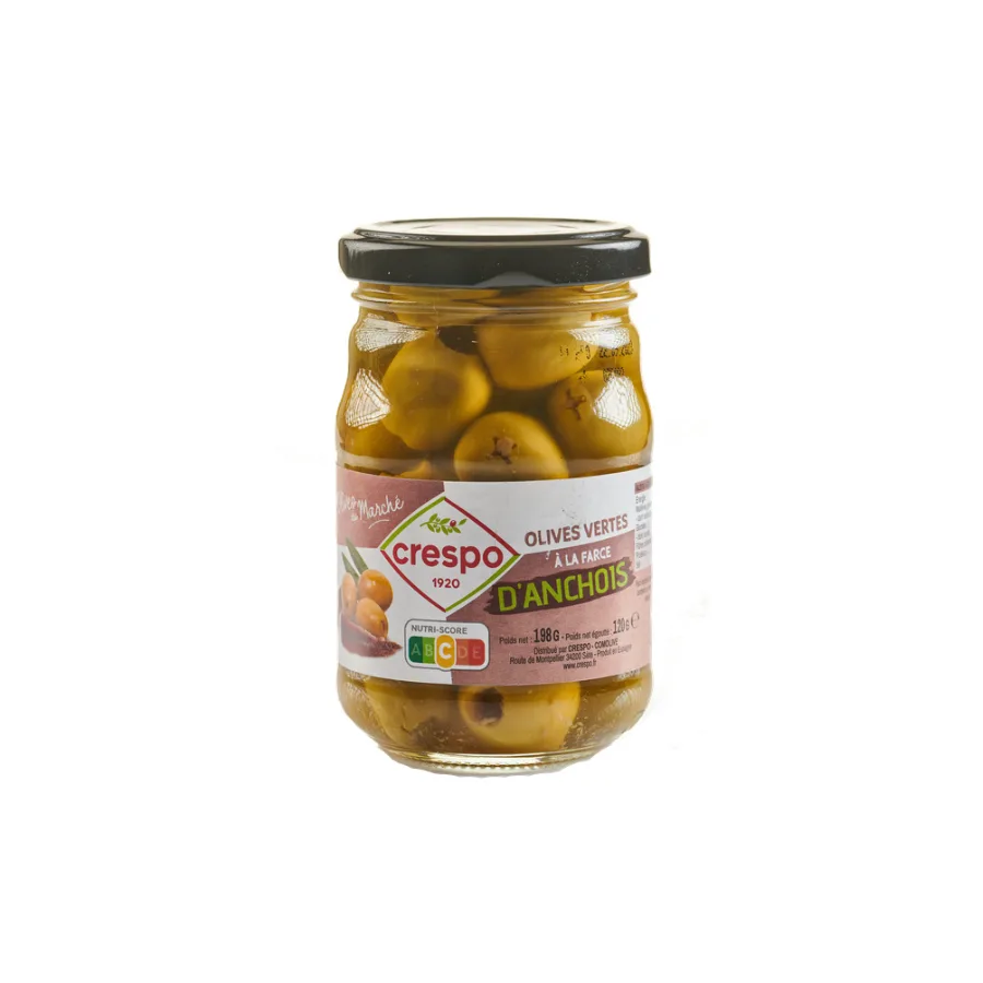 Olives vertes à la farce d'anchois - Bocal 21 cl
