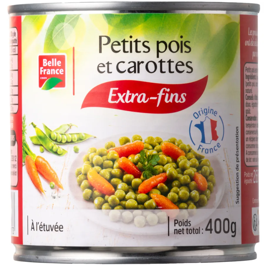 PETIT POIS CAROTTE ETUVE EF BF BOITE OF 1/2 400 G