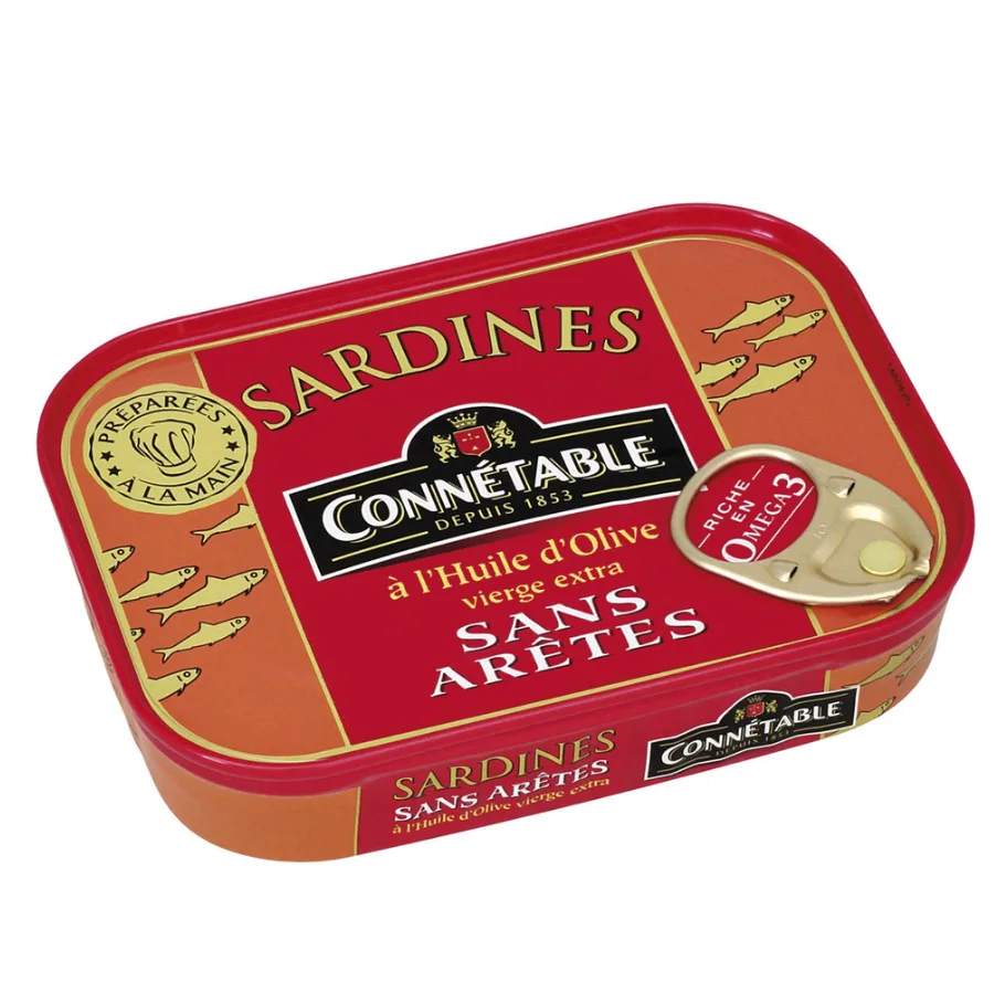 1/6 Sardines sans arêtes à l'huile d'olive vierge extra CONNETABLE 115g