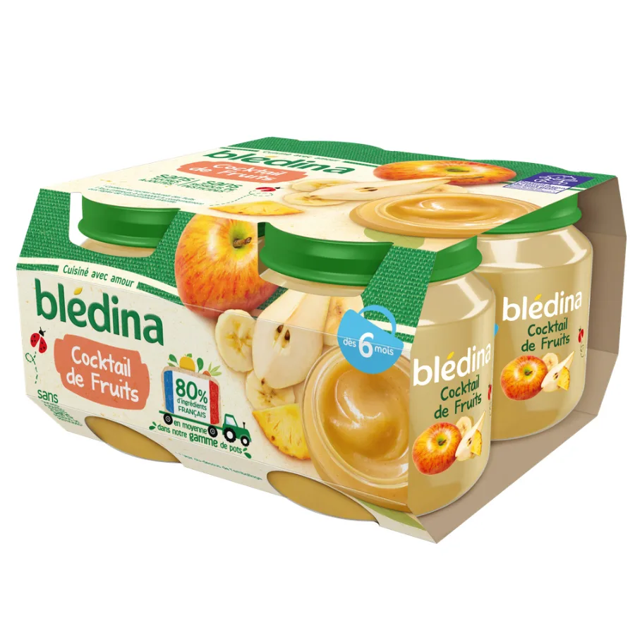 BLEDINA POTS FRUITS Cocktail de Fruits 4x130g Dès 6 mois