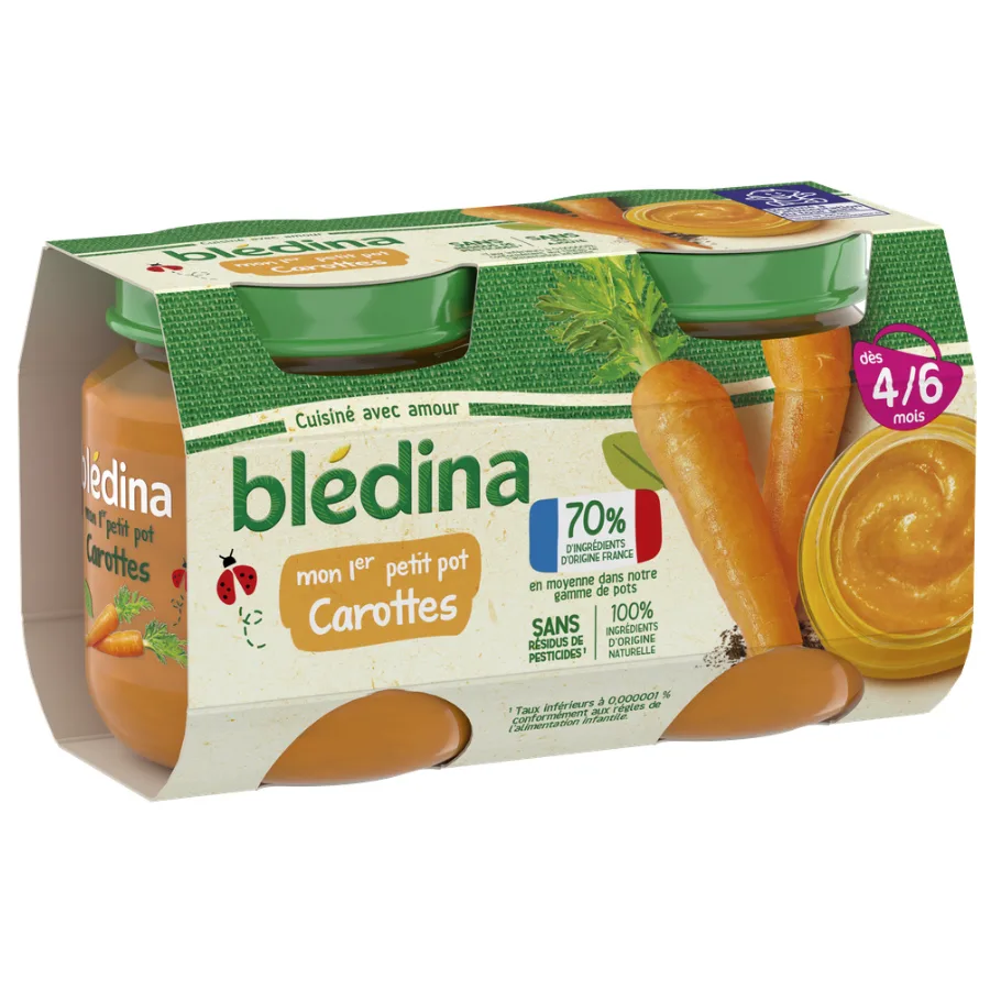 BLEDINA Mon 1er Petit Pot Carottes 2x130g Dès 4/6 mois