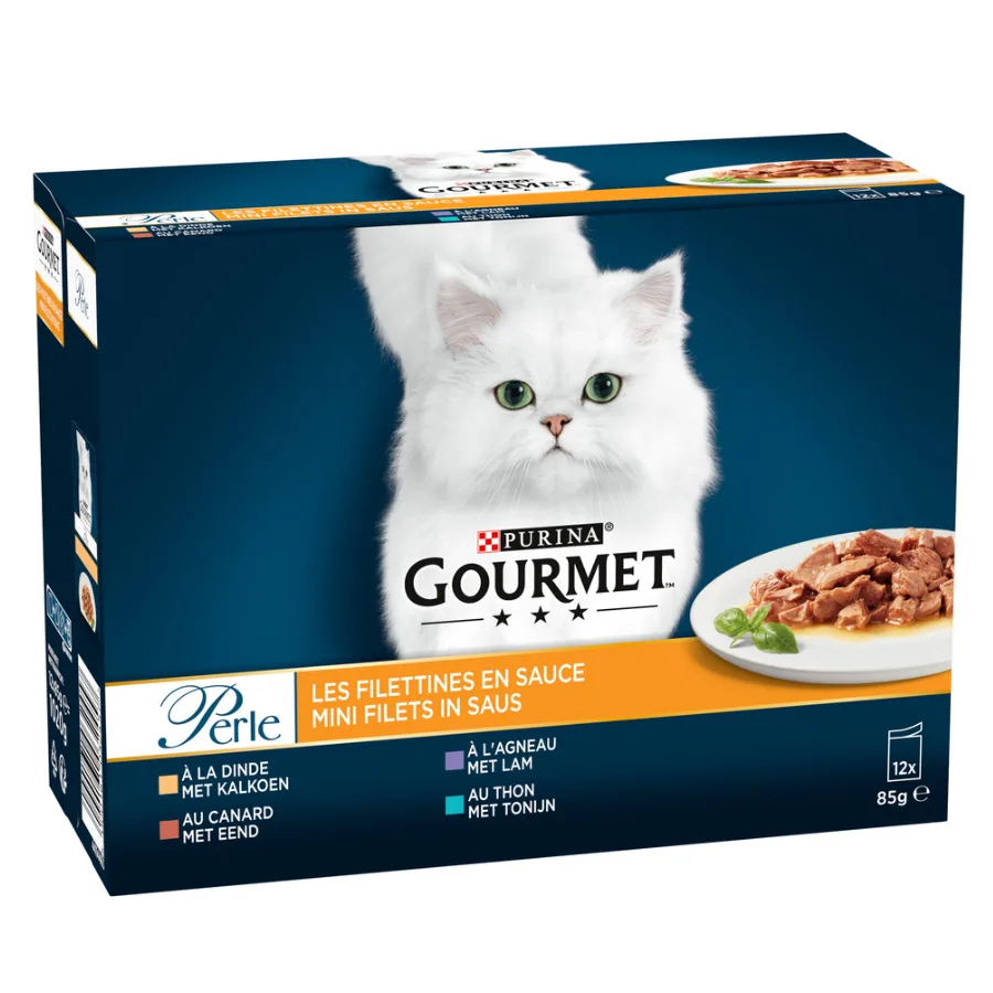 GOURMET PERLE Les Filettines en sauce - 12 x 85 g - Sachets fraîcheur pour chat adulte