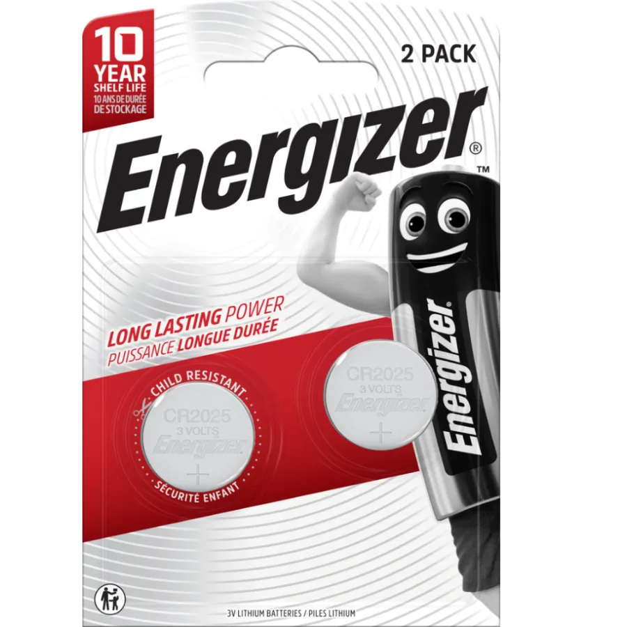 Pile bouton Energizer Lithium 2025, pack de 2