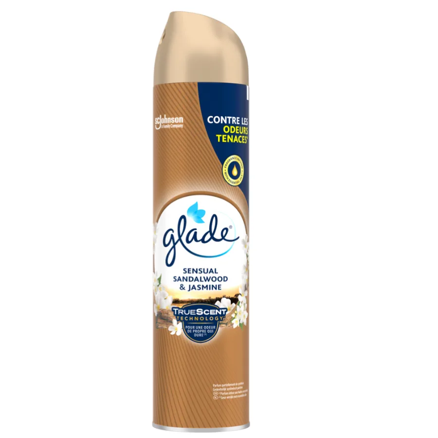 Glade® aérosol Sensual Sandalwood & Jasmine (Senteur Bois de Santal & Jasmin aux huiles essentielles), 300 ml