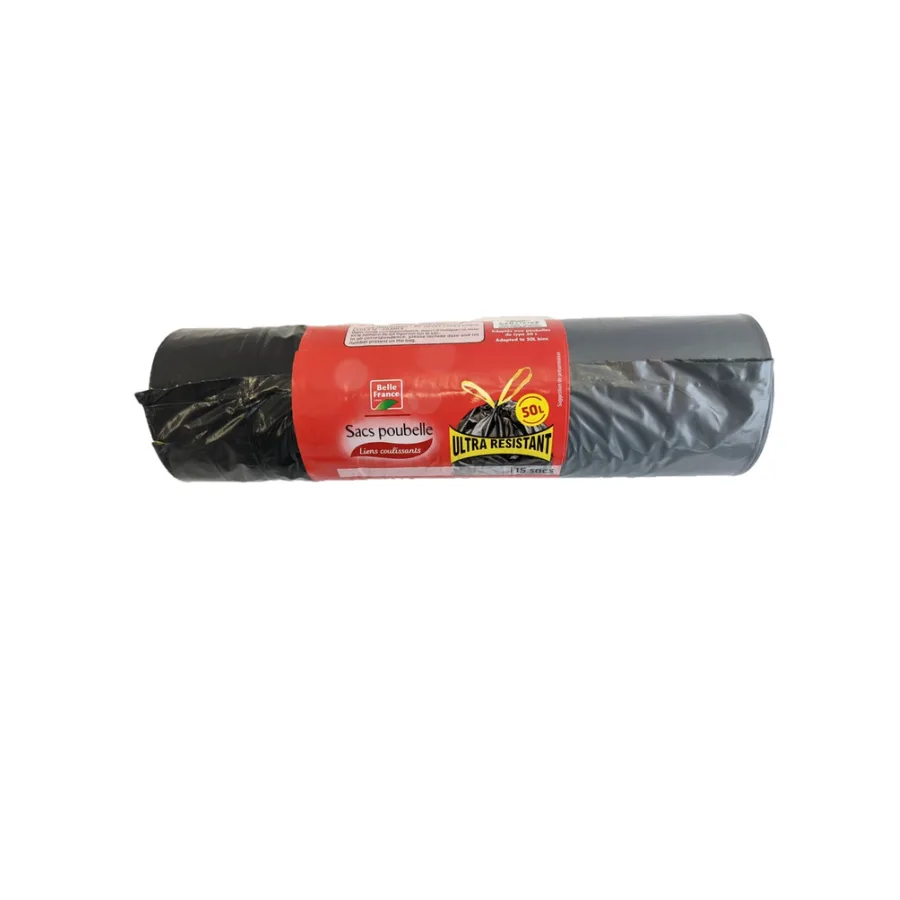 Sacs poubelle 50L lien coulissant ultra résistant