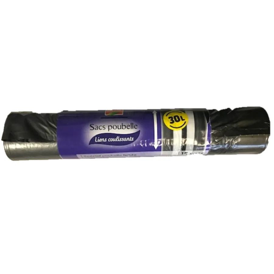 Sacs poubelle 30L lien coulissant poubelle haute