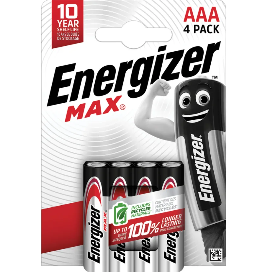 Piles Alcalines Energizer Max AAA/LR03, pack de 4