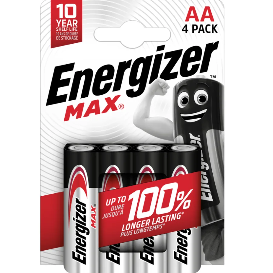 Pile Alcalines Energizer Max AA/LR6, pack de 4