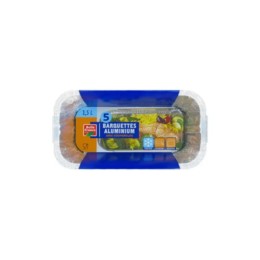 BARQUETTES ALUMINIUM 1.5L Profondes empilables x5