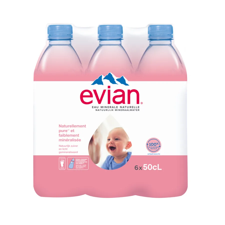 EVIAN 6X50CL PLASTIQUE RECYCLE RPET