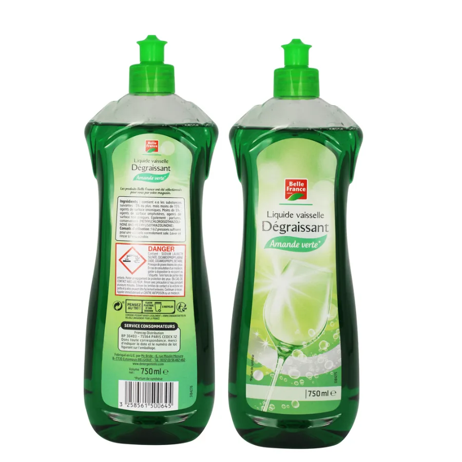 750ML Belle France Liquide Vaisselle Degraissant amande verte*