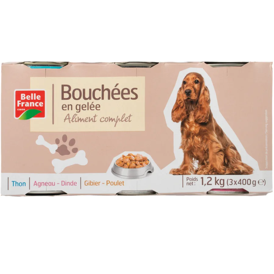 BOUCHEE GELEE CHIEN MULTIV BF BOITE 3 X 1/2 1.2 KG