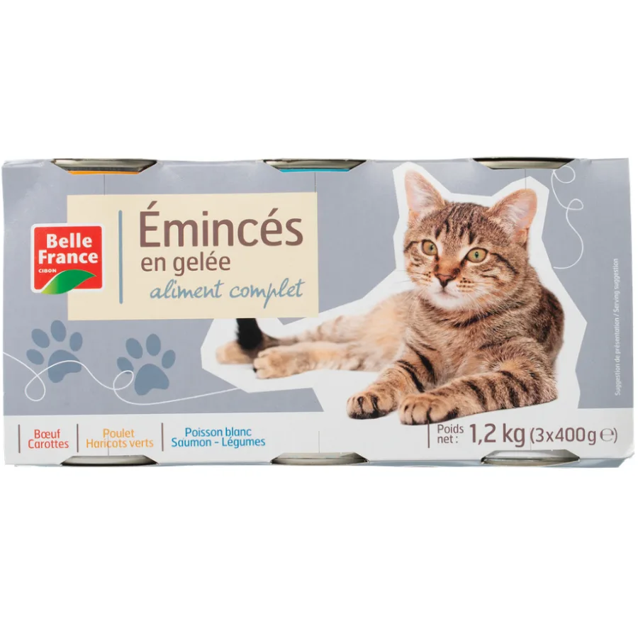 Beef Jelly Cat Chunks Belle France 3 x 1.2 kg