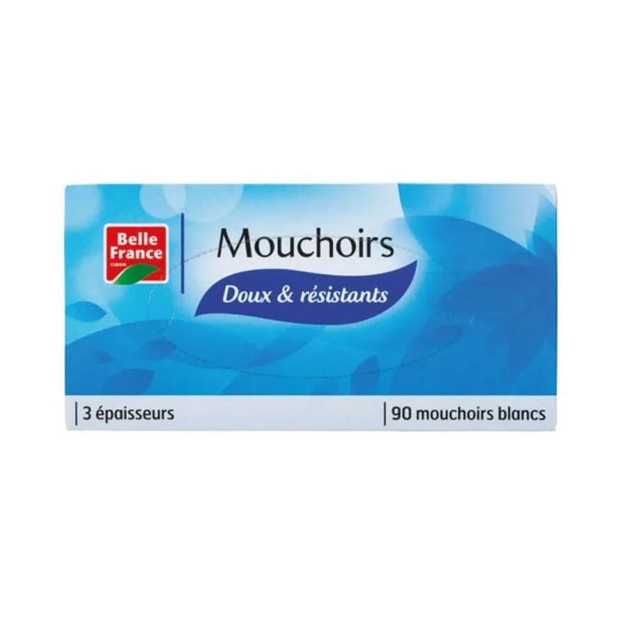 Boîte mouchoirs blanc x90 feuilles extra doux 3 épaisseurs Belle France