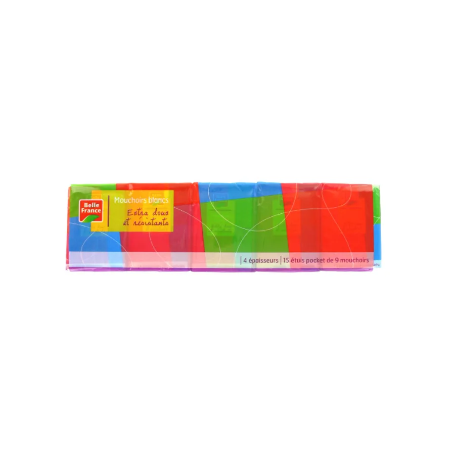 Mouchoirs étuis pocket blancs extra doux 15 x9 4 épaisseurs Belle France